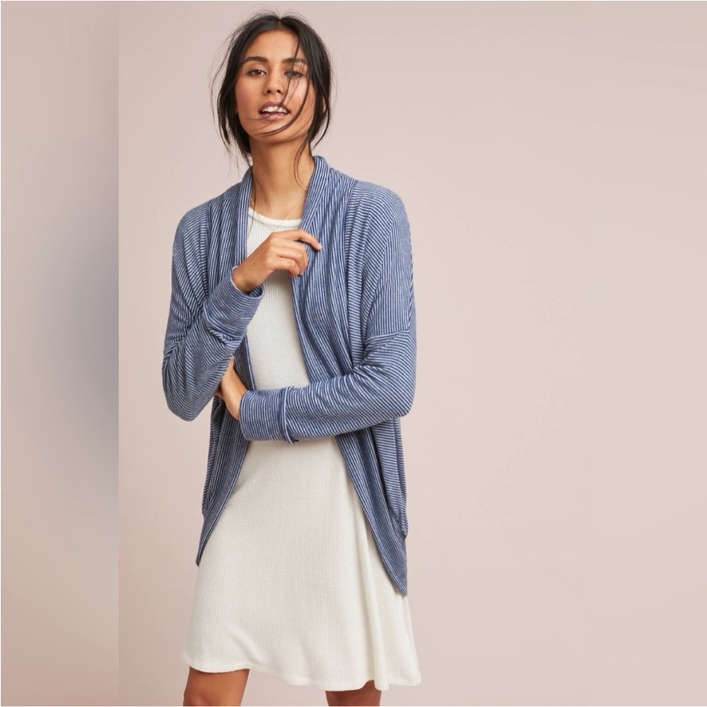 Anthropologie x Sundry Brushed Fleece Cocoon
Cardigan Medium Navy/White Stripes
